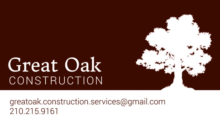 Great Oak Construction Logo and Business Cards