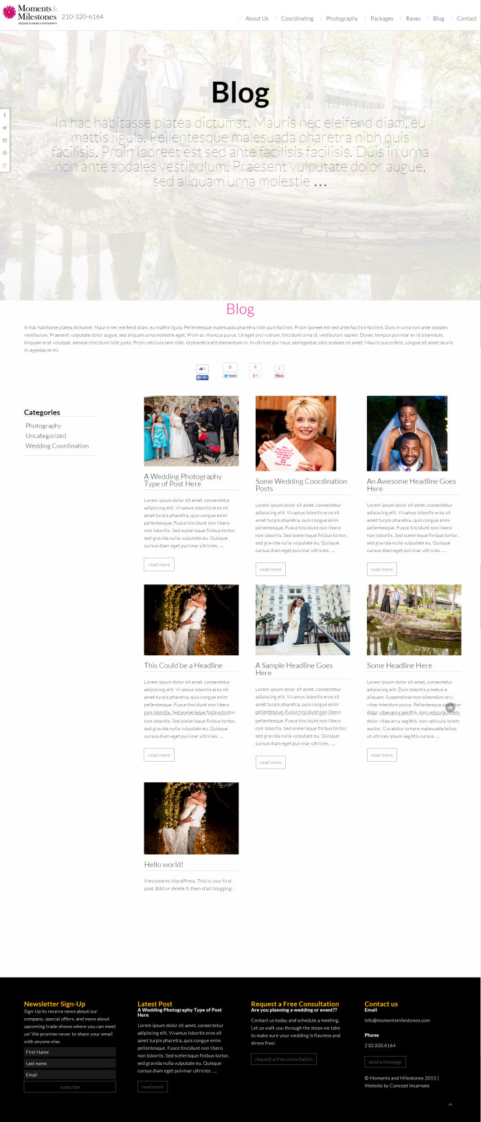 Moments and Milestones Website Re-Design