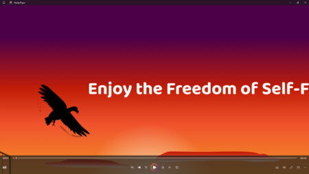 screenshot of video frame - bird flying near text